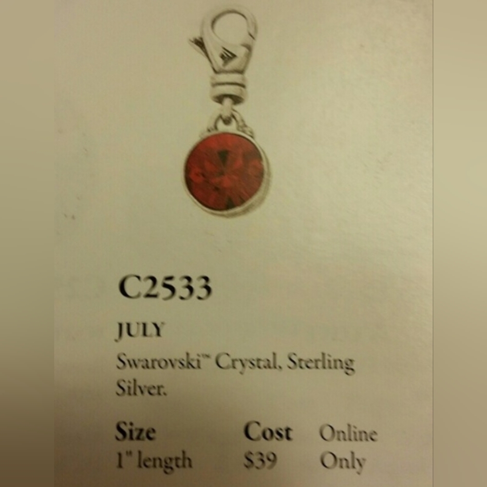 Silpada 925 Sterling Silver Ruby Red Crystal July… - image 1